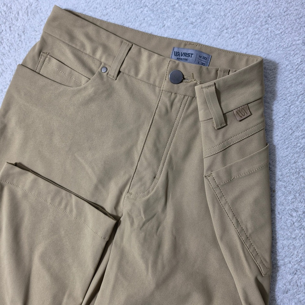 VRST Athletic Fit Pants Mens 30/30 Tan Khaki Stretch 5-Pocket Performance